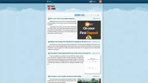 betinfo.org screenshot of startpage