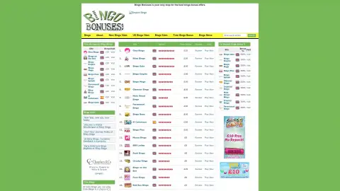 bingobonuses.com screenshot of startpage
