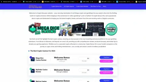 cryptobonus.info screenshot of startpage
