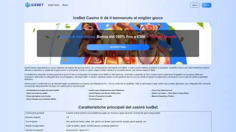 icebet.co screenshot of startpage