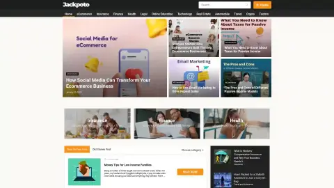 jackpoto.com screenshot of startpage