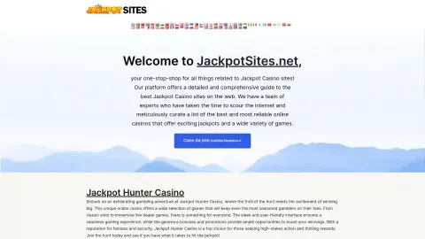 jackpotsites.net screenshot of startpage