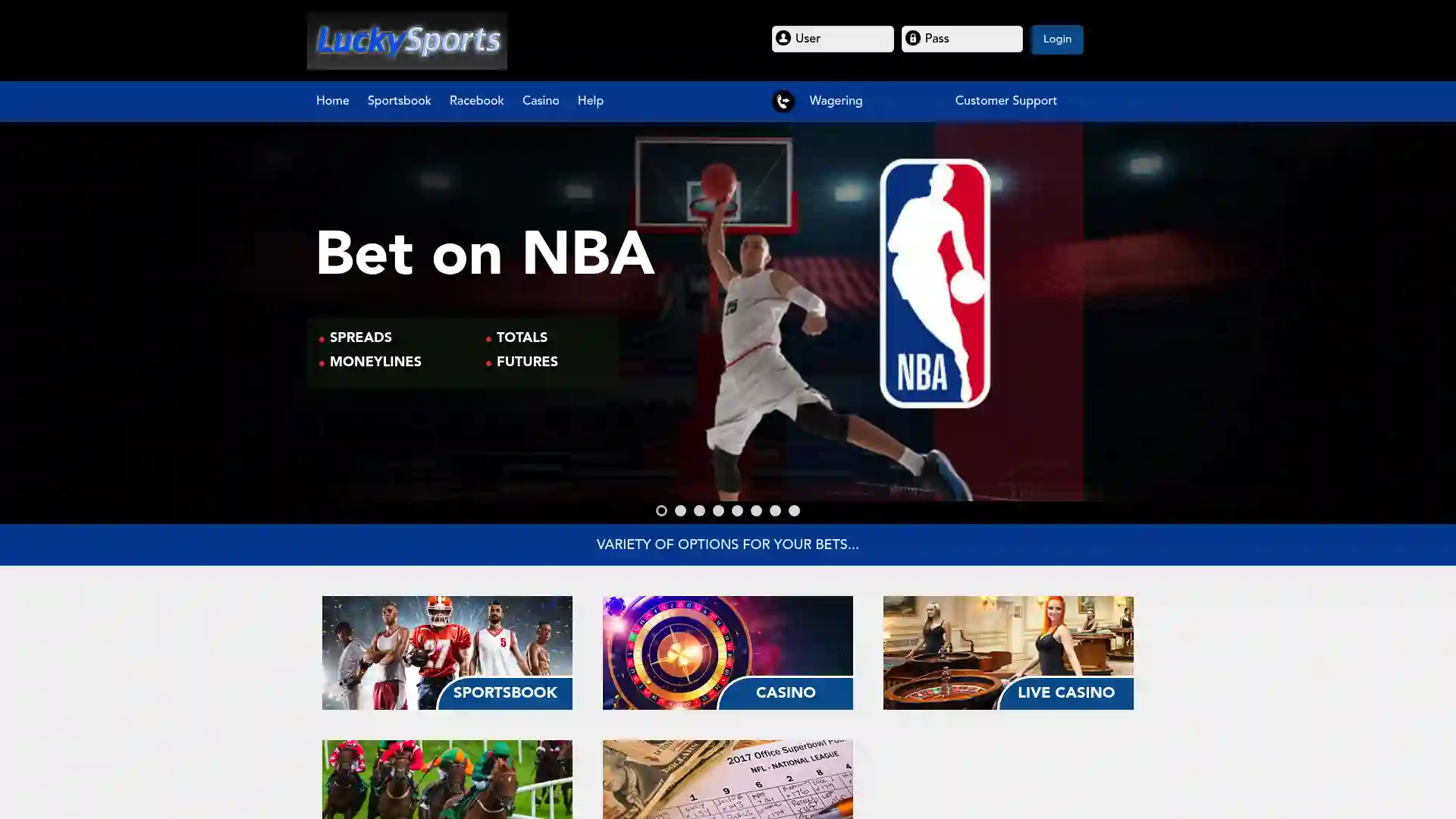 luckysports.co screenshot of startpage