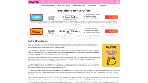 playbingobonus.com screenshot of startpage