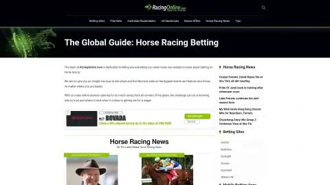 racingonline.com screenshot of startpage
