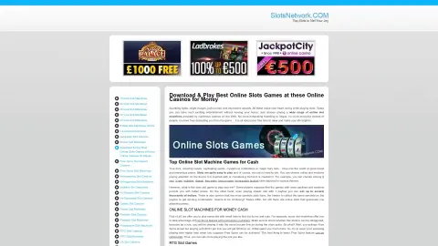 slotsnetwork.com screenshot of startpage